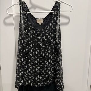 Black & White Cross Print Sleeveless Tank Top